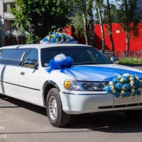 свадебные наряды на лимузин синего цвета